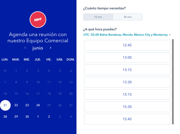 calendario de reuniones en hubspot como activar