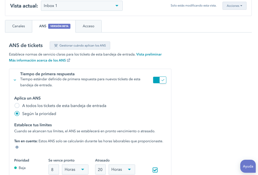 acuerdos de nivel de servicios hubspot