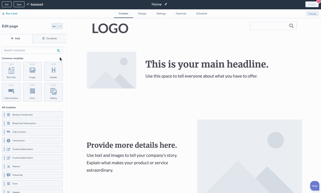 drag and drop hubspot marketing