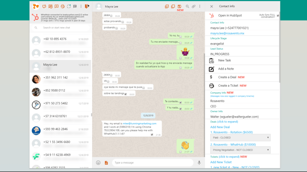 integracion whatsapp hubspot