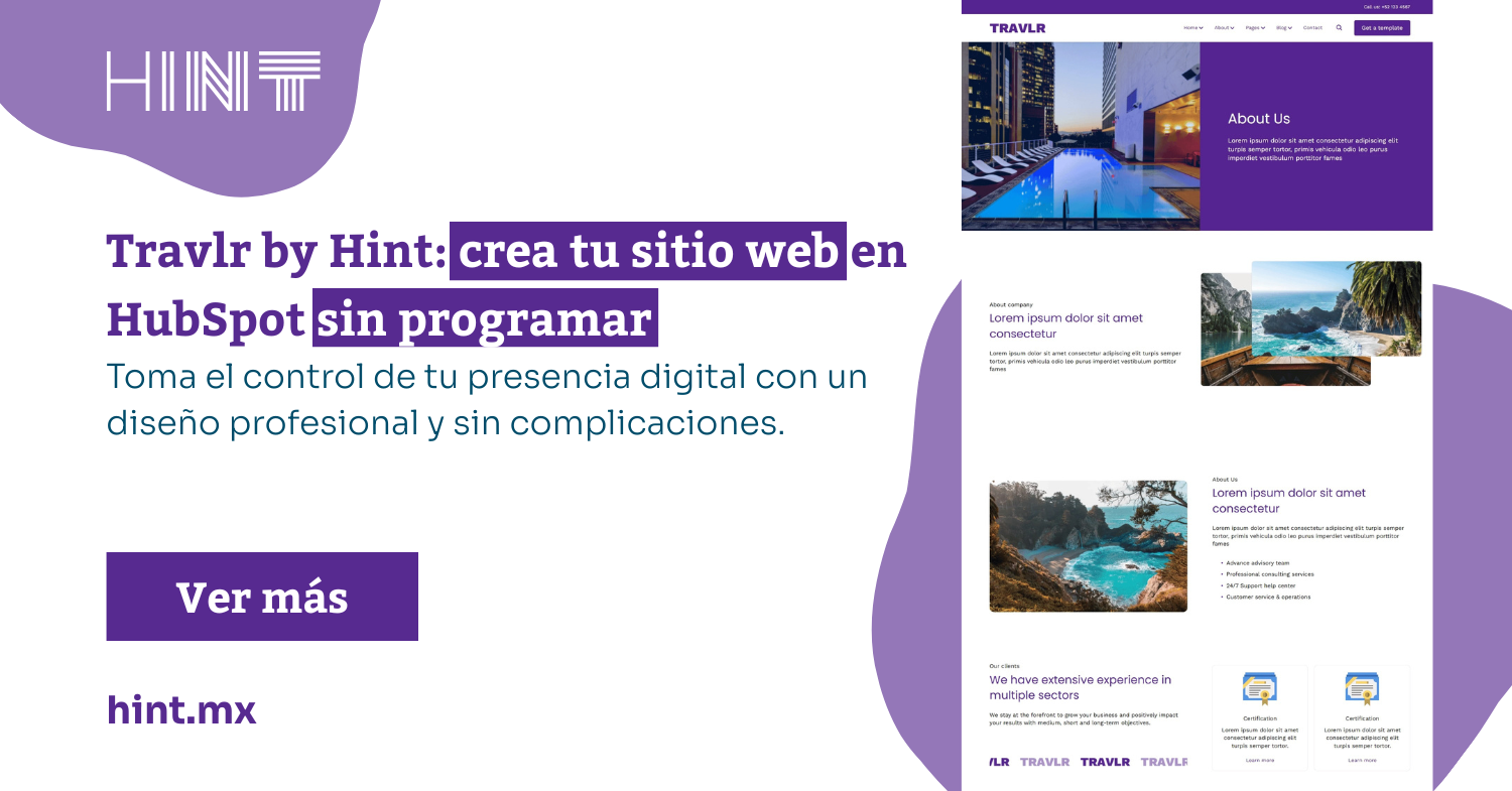 Travlr by Hint: crea tu sitio web en HubSpot sin programar