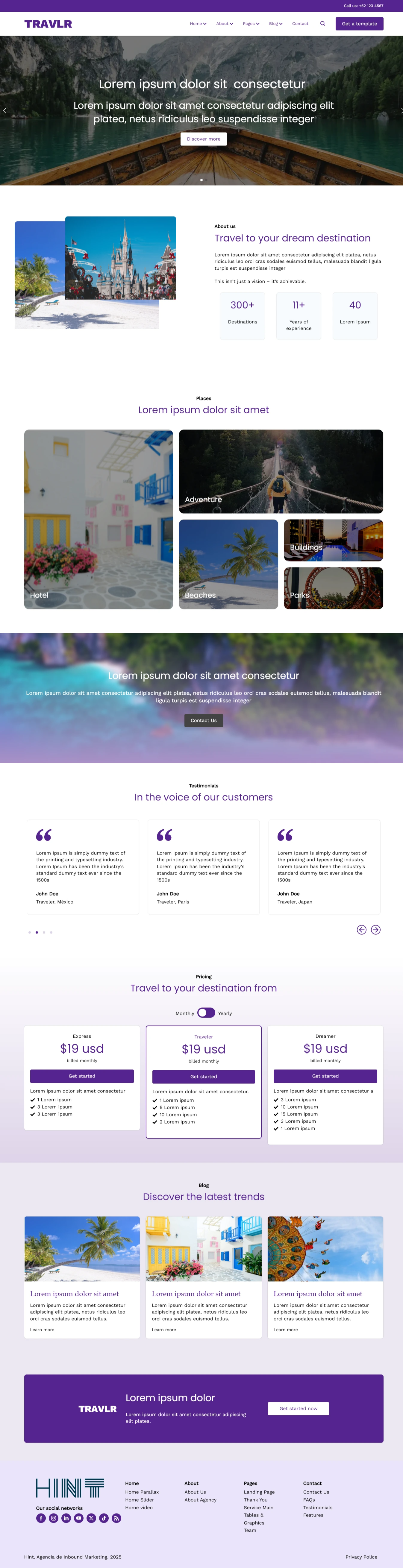 Travlr theme "Home Slider" template view.